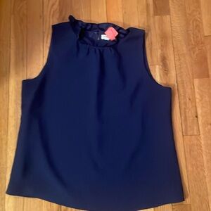 EUC J Crew Royal Blue Ruffle Neck Sleeveless Blouse medium